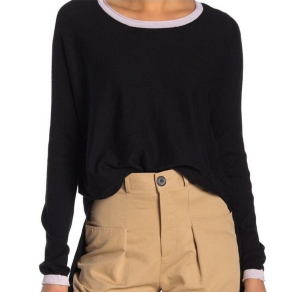 Cloth by Design Black And Purple Oversized Layering Tie Sweater Top‎